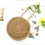 Boho Straw Woven Circle Tote Bag for Women