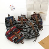 Bohemian Striped Cotton Canvas Backpack Bags