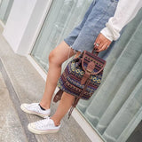 Bohemian Striped Cotton Canvas Backpack Bags