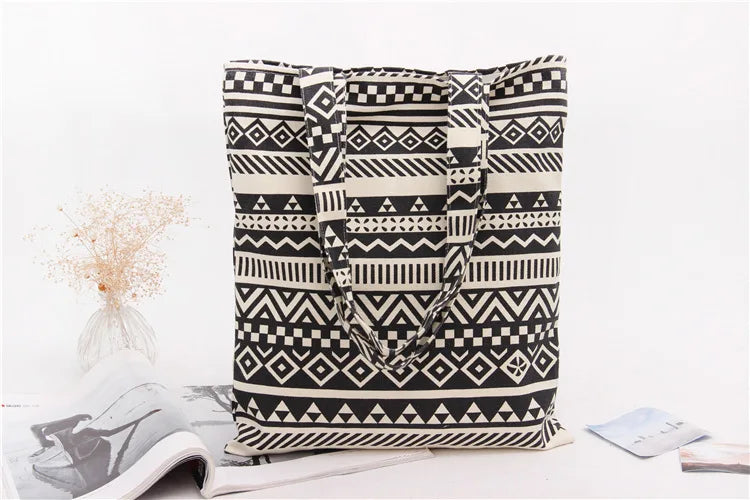 Boho Striped Women Shoulder Bag High Cotton Travel School Books Bags