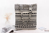 Boho Striped Women Shoulder Bag High Cotton Travel School Books Bags