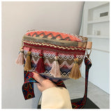 Boho Tassel Waist Bag Vintage Chest Fanny Pack Women's Crossbody Bag