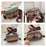 Boho Tassel Waist Bag Vintage Chest Fanny Pack Women's Crossbody Bag