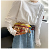 Boho Style Women Waist Bag Adjustable Strap Zipper Chest Bag
