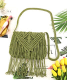 Boho Tassel Shoulder Bag Straw Crossbody Beach Tote
