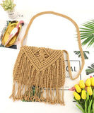 Boho Tassel Shoulder Bag Straw Crossbody Beach Tote