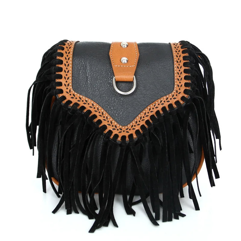 Bohemian Tassel Satchel Women's Shoulder Bag Frosted Bag