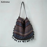 Bohemian Vintage Tassel Shoulder Bag Women Underarm Tote All-match