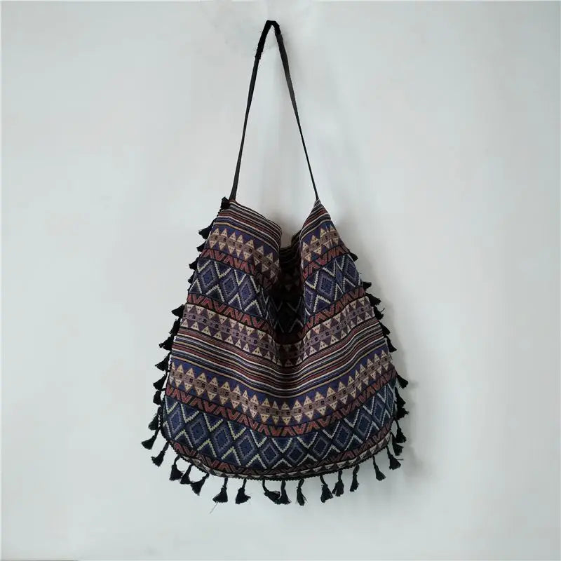 Bohemian Vintage Tassel Shoulder Bag Women Underarm Tote All-match