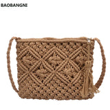 Boho Women Straw Beach Bag Shoulder Messenger Bags Summer Travel Totes