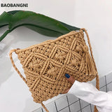 Boho Women Straw Beach Bag Shoulder Messenger Bags Summer Travel Totes