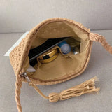 Boho Women Straw Beach Bag Shoulder Messenger Tote Khaki Purse KL1043