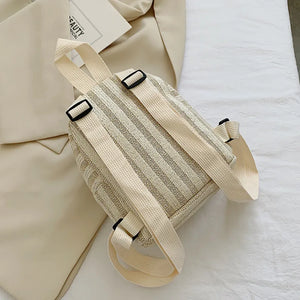 Boho Women Straw Knitting Backpack Shoulder Bags Rattan Backpacks