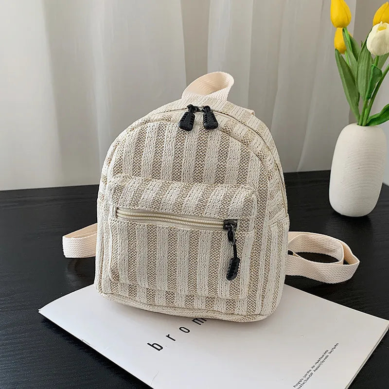 Boho Women Straw Knitting Backpack Shoulder Bags Rattan Backpacks