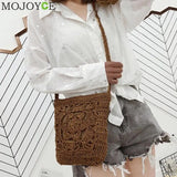 Bohemian Woven Hollow Out Beach Bag Women Crochet Fringed Straw Clutch