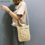 Bohemian Woven Hollow Out Beach Bag Women Crochet Fringed Straw Clutch