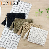 Bohemian Woven Tassel Straw Clutch