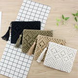 Bohemian Woven Tassel Straw Clutch