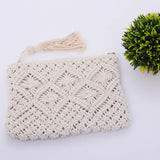 Bohemian Woven Tassel Straw Clutch