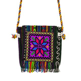 Bohemian Retro Canvas Crossbody Bag with Christmas Snowflake Tassel Pattern