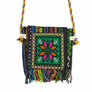 Bohemian Retro Canvas Crossbody Bag with Christmas Snowflake Tassel Pattern