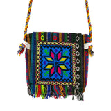 Bohemian Retro Canvas Crossbody Bag with Christmas Snowflake Tassel Pattern