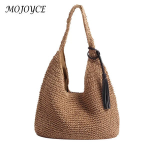 Boho Beach Straw Shoulder Bag Large Capacity Women Hand-woven Bags