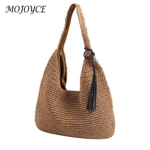 Boho Beach Straw Shoulder Bag Large Capacity Women Hand-woven Bags