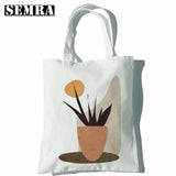 Boho Plants Women Canvas Shopper Bag Large Capacity Tote
