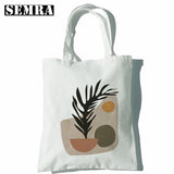 Boho Plants Women Canvas Shopper Bag Large Capacity Tote