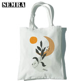 Boho Plants Women Canvas Shopper Bag Large Capacity Tote