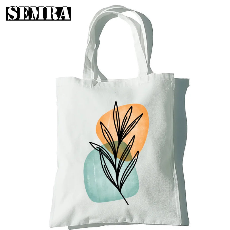 Boho Plants Women Canvas Shopper Bag Large Capacity Tote