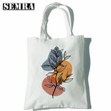 Boho Plants Women Canvas Shopper Bag Large Capacity Tote
