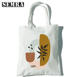Boho Plants Women Canvas Shopper Bag Large Capacity Tote