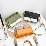PU Flap Shoulder Bag Contrast Crossbody Messenger Bag