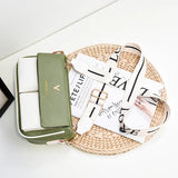PU Flap Shoulder Bag Contrast Crossbody Messenger Bag