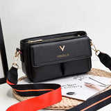 PU Flap Shoulder Bag Contrast Crossbody Messenger Bag