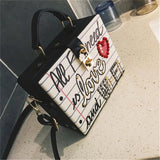 Women's Printed Letter Small Square Handbag