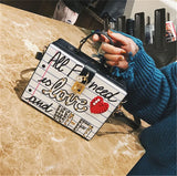 Women's Printed Letter Small Square Handbag