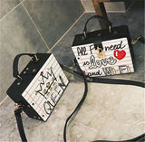 Women's Printed Letter Small Square Handbag