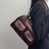 Bolsa Women's Retro Texture Shoulder Bag High-capacity Handbag