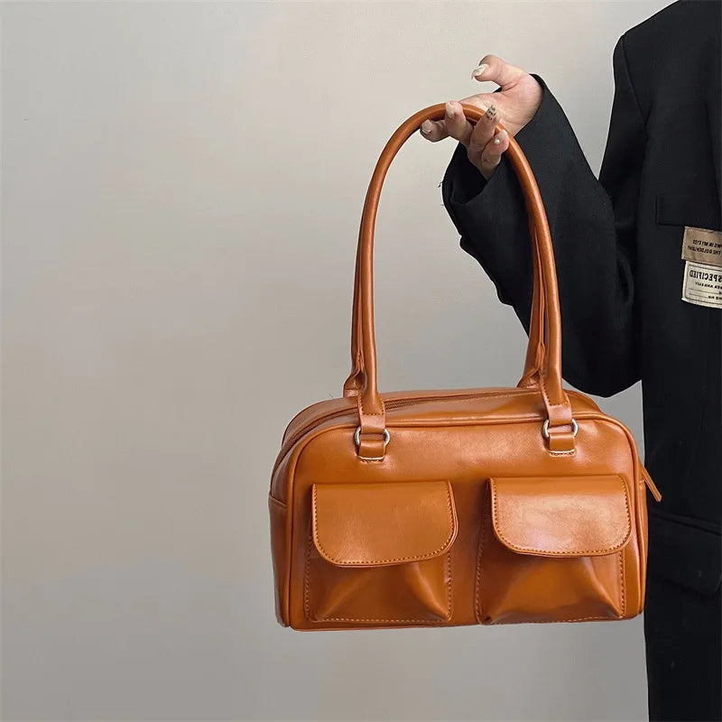 Bolsa Women's Retro Texture Shoulder Bag High-capacity Handbag