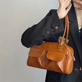 Bolsa Women's Retro Texture Shoulder Bag High-capacity Handbag