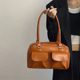 Bolsa Women's Retro Texture Shoulder Bag High-capacity Handbag