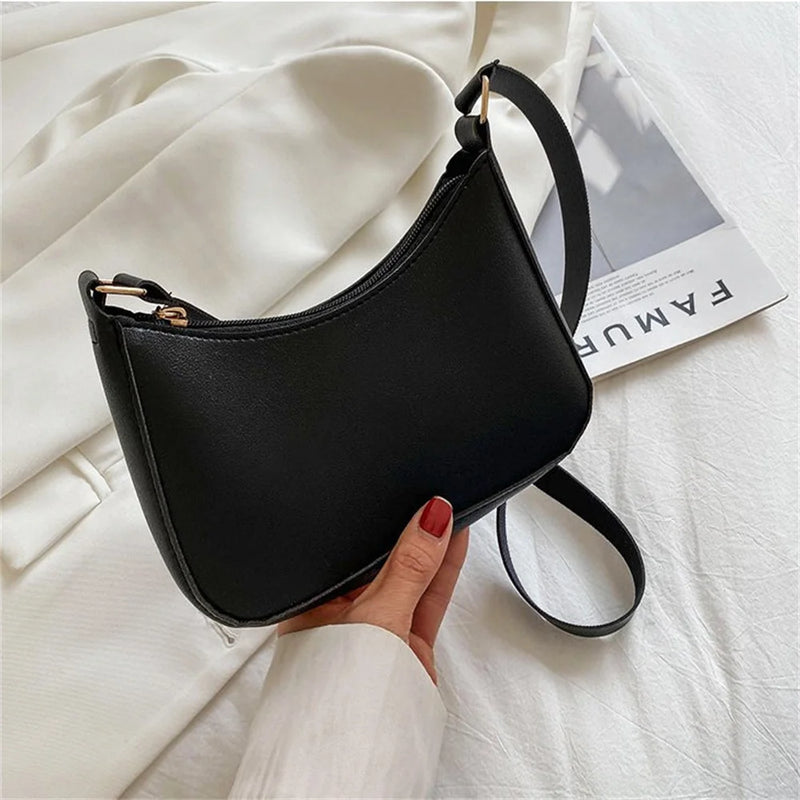 Retro Solid PU Leather Shoulder Bag