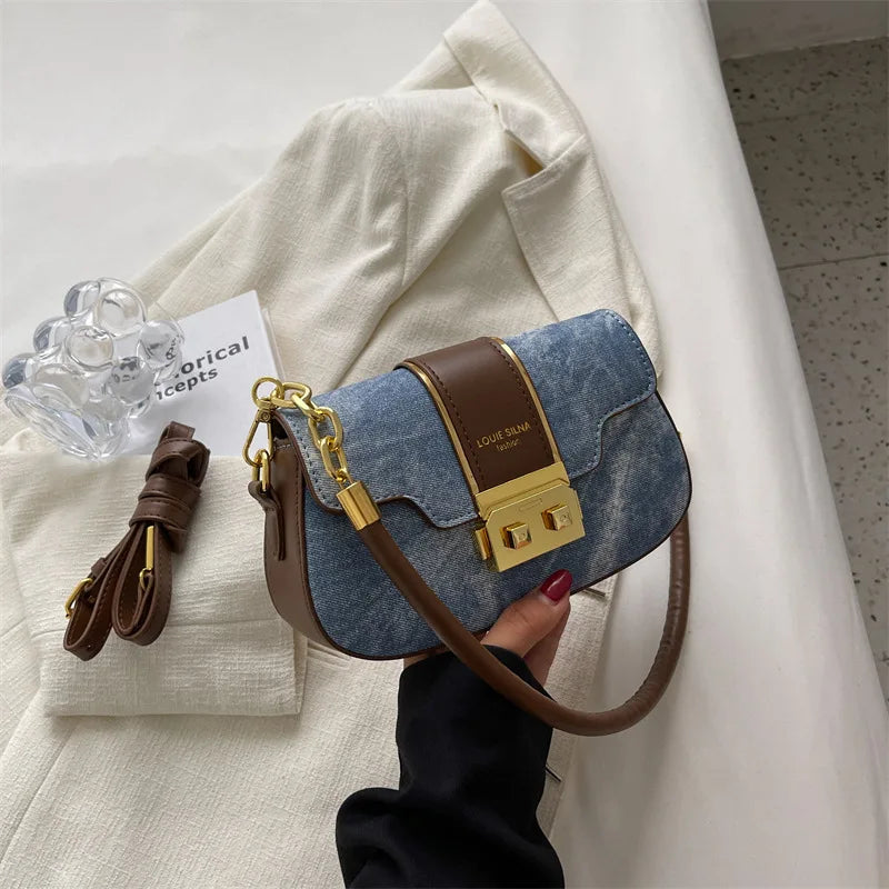 Women's Retro Striped Shoulder Messenger Bag Handbag