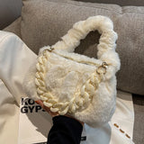 Plush Bags Women's Retro Chain One Shoulder Crossbody Bag