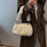 Plush Bags Women's Retro Chain One Shoulder Crossbody Bag
