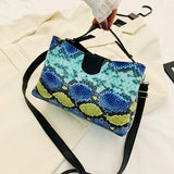 Serpentine Shoulder Bag PU Leather Crossbody Bag Lady Bucket Bag