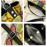 Serpentine Shoulder Bag PU Leather Crossbody Bag Lady Bucket Bag